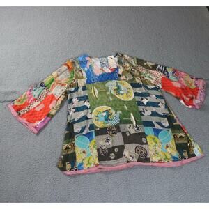 New Johnny Was Tunic Shirt Womens Small Multi Samantha Japanese Print